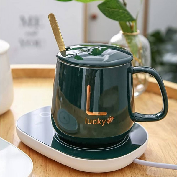 Electric Heating Coffee Mug & Saucer